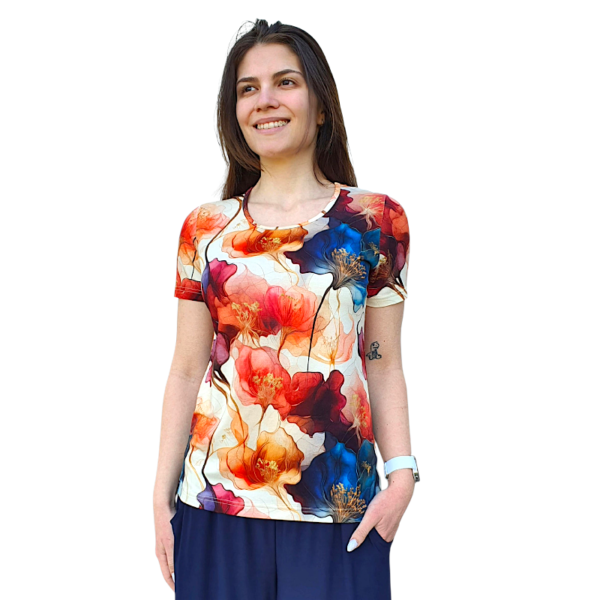 Модел АНЕЛИЯ  къс ръкав, десен 