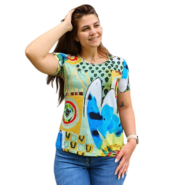 Модел АНЕЛИЯ  къс ръкав, десен 