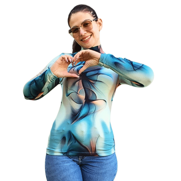 Вталено полу поло с дълъг ръкав, десен МИСТЕРИЯ - код 8235