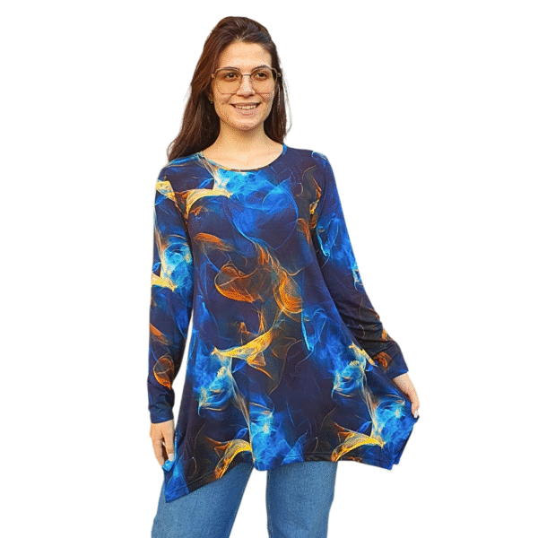 Асиметрична туника модел МИЛЕНА с дълъг ръкав, десен 