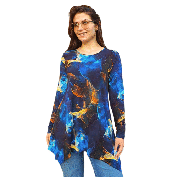 Асиметрична туника модел МИЛЕНА с дълъг ръкав, десен 