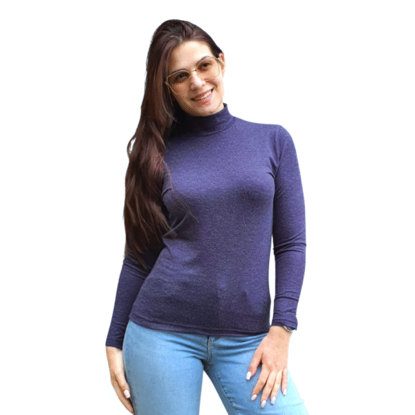 Вталено полу поло ангора - ТЪМНО СИНЬО