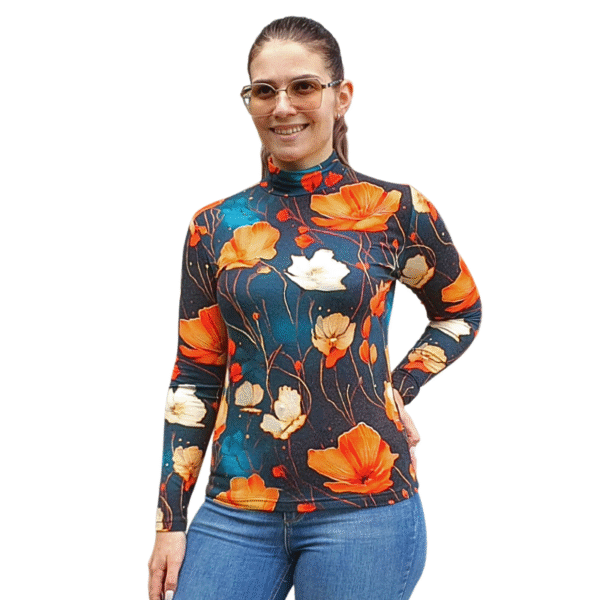 Вталено полу поло АНГОРА, десен НОЩНА ГРАДИНА - код 8263