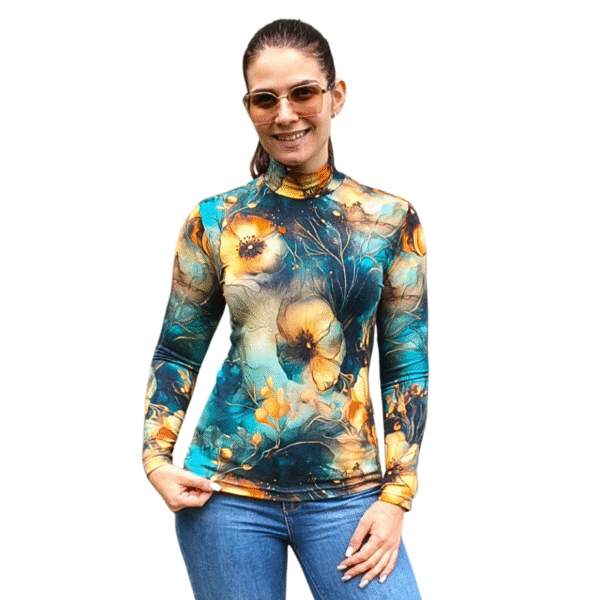 Вталено полу поло АНГОРА, десен ЦВЕТОВЕ КЕХЛИБАР - код 8262