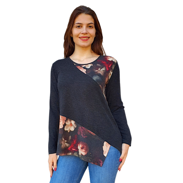 Асиметрична блуза модел ЛИЛИ ангора десен РЕНЕСАНС, код - 8292