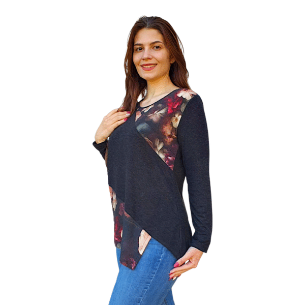 Асиметрична блуза модел ЛИЛИ ангора десен РЕНЕСАНС, код - 8292