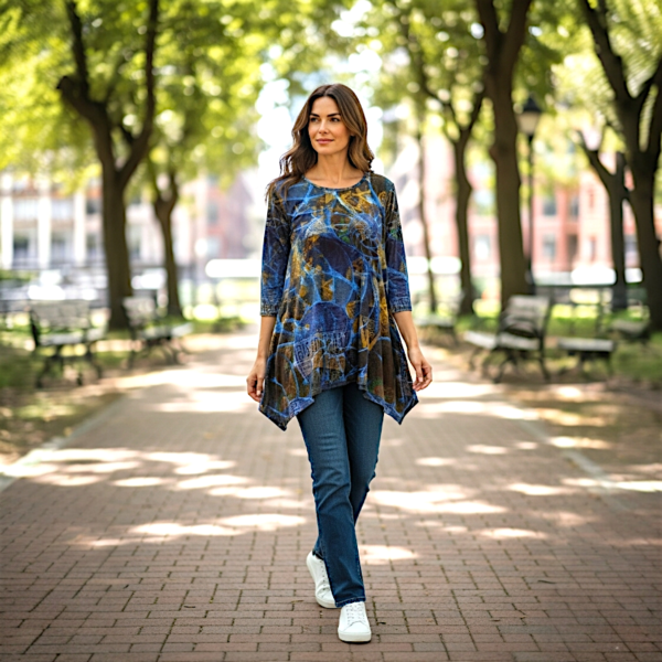 Асиметрична туника модел МИЛЕНА с 3/4 ръкав, код - 8300