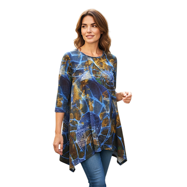 Асиметрична туника модел МИЛЕНА с 3/4 ръкав, код - 8300