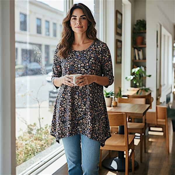 Асиметрична туника модел МИЛЕНА с 3/4 ръкав, код - 8299