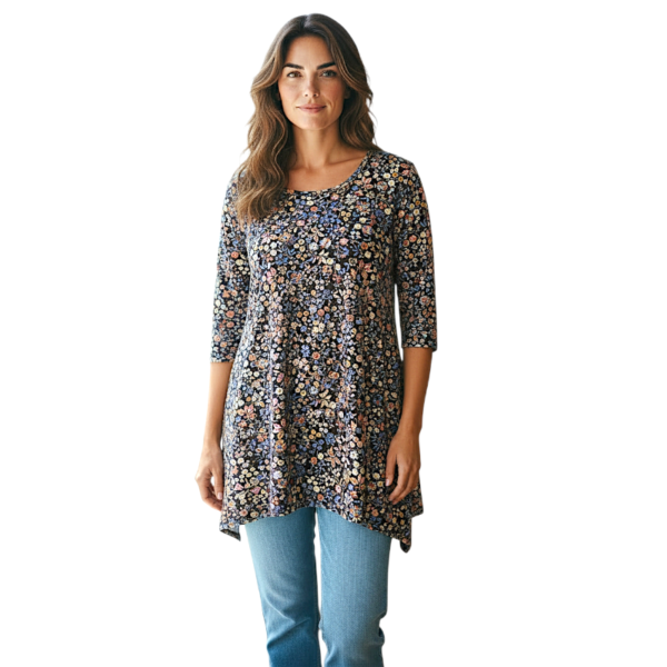 Асиметрична туника модел МИЛЕНА с 3/4 ръкав, код - 8299