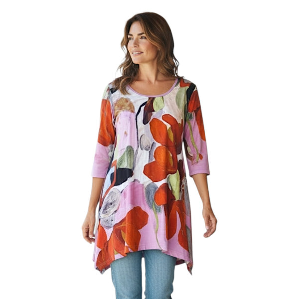 Асиметрична туника модел МИЛЕНА с 3/4 ръкав, код - 8303
