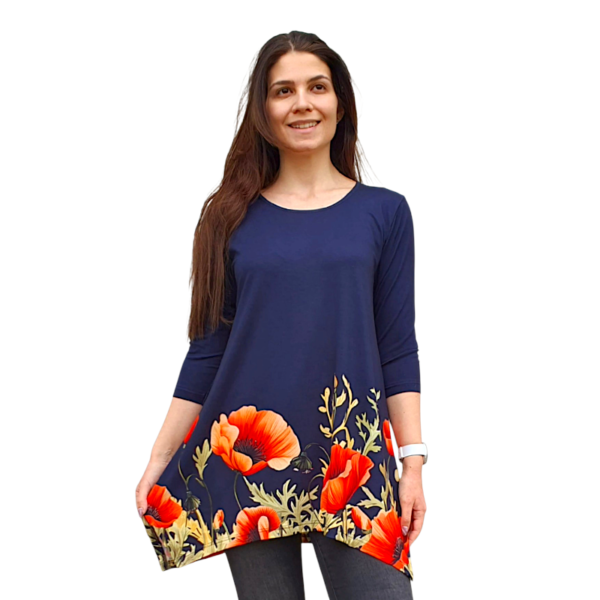 Асиметрична туника модел МИЛЕНА с 3/4 ръкав, десен 