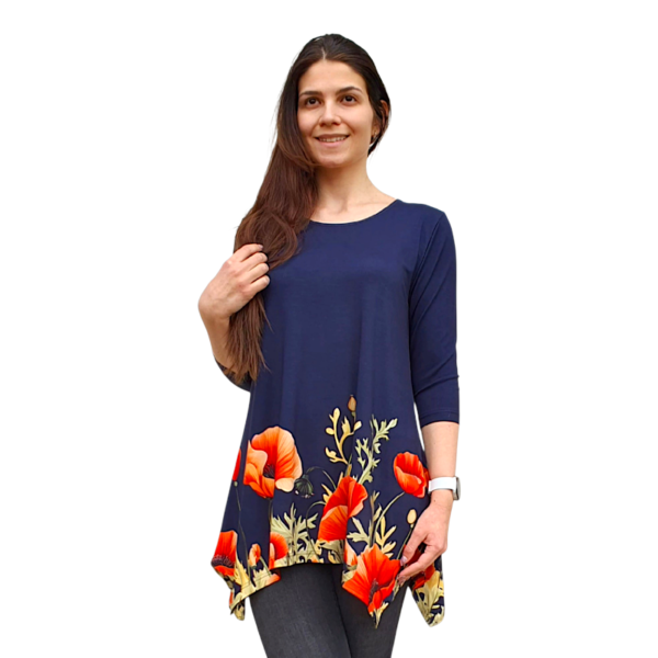 Асиметрична туника модел МИЛЕНА с 3/4 ръкав, десен 