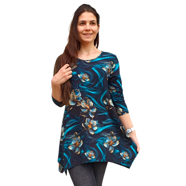 Асиметрична туника модел МИЛЕНА с 3/4 ръкав, десен 