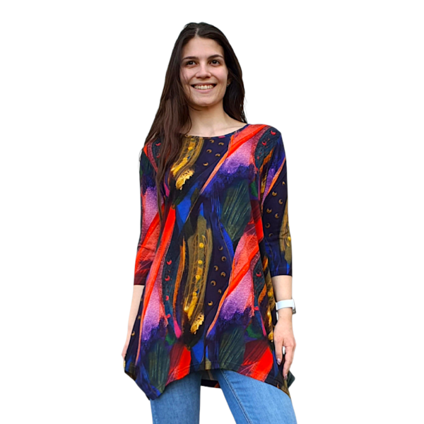 Асиметрична туника модел МИЛЕНА с 3/4 ръкав, десен 