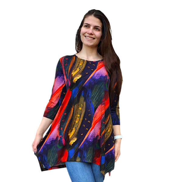 Асиметрична туника модел МИЛЕНА с 3/4 ръкав, десен 