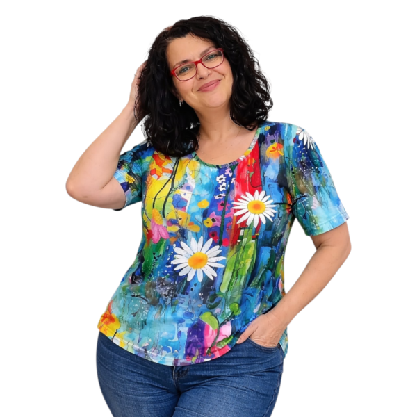 Модел АНЕЛИЯ  къс ръкав, десен 