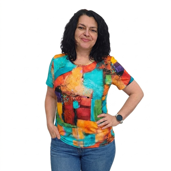 Модел АНЕЛИЯ  къс ръкав, десен 