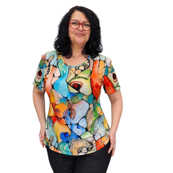 Модел АНЕЛИЯ  къс ръкав, десен 