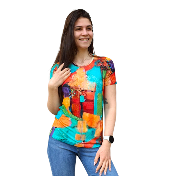 Модел АНЕЛИЯ  къс ръкав, десен 