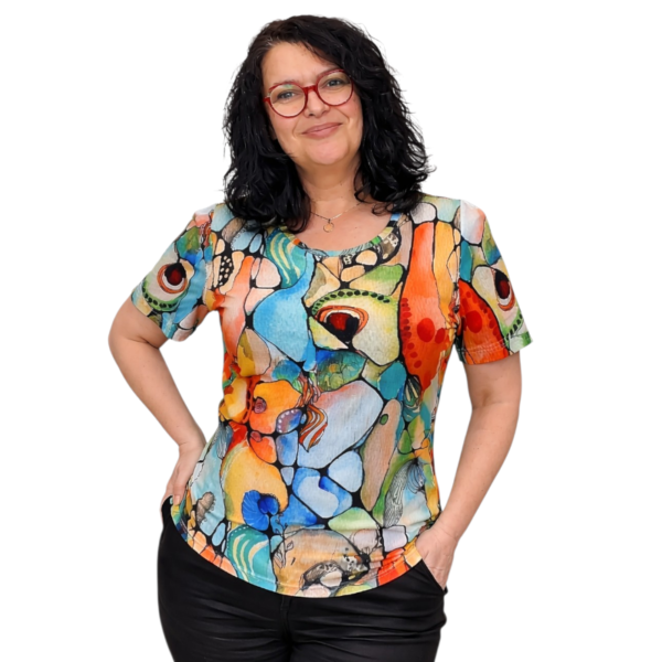 Модел АНЕЛИЯ  къс ръкав, десен 