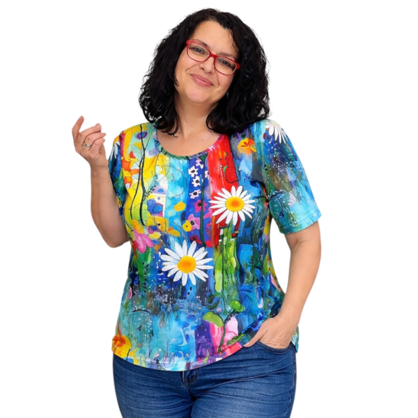 Модел АНЕЛИЯ  къс ръкав, десен 